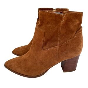 FRANCO SARTO Echelon Suede Leather Chestnut Ankle Boots 7.5M